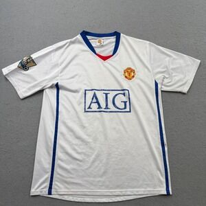 Manchester United Soccer Jersey Men's XL White Nike Football Away Shirt Repro